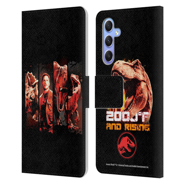 Jurassic World Fallen Kingdom Key Art Character Frame Leather Book Wallet Case Cover For Samsung Galaxy A34 5G