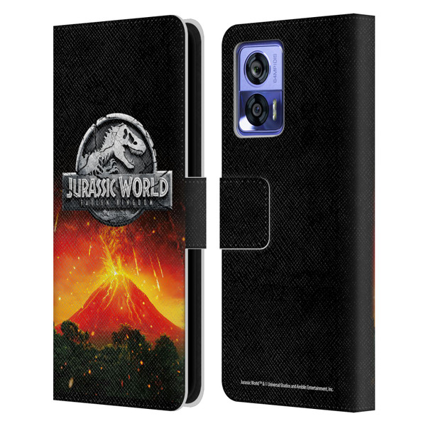 Jurassic World Fallen Kingdom Logo Volcano Eruption Leather Book Wallet Case Cover For Motorola Edge 30 Neo 5G