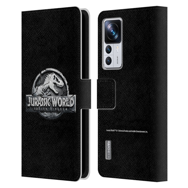 Jurassic World Fallen Kingdom Logo Plain Black Leather Book Wallet Case Cover For Xiaomi 12T Pro