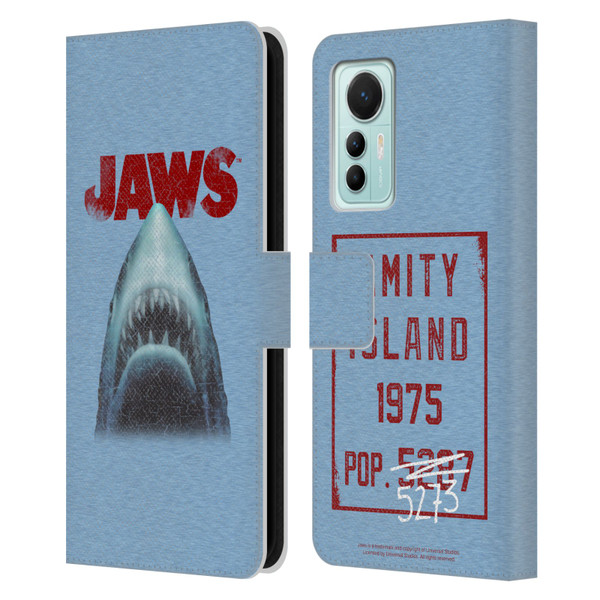 Jaws I Key Art Grunge Leather Book Wallet Case Cover For Xiaomi 12 Lite