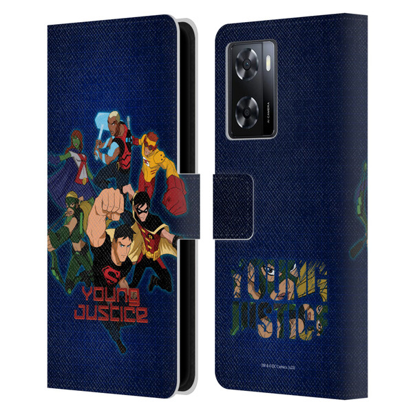 Young Justice Graphics Group Leather Book Wallet Case Cover For OPPO A57s