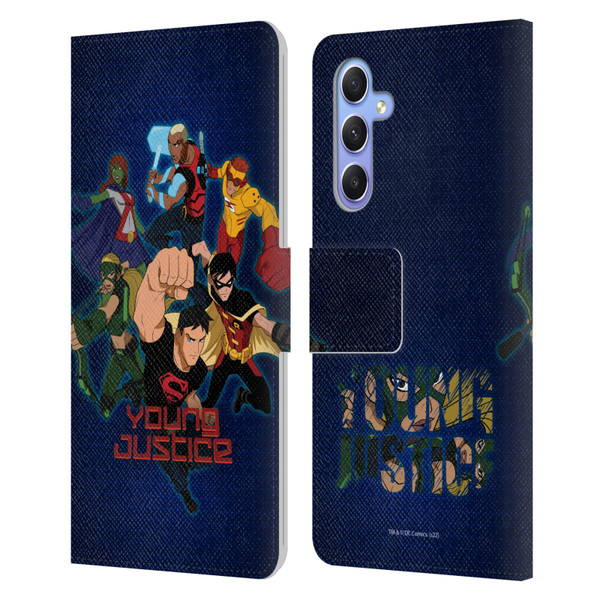 Young Justice Graphics Group Leather Book Wallet Case Cover For Samsung Galaxy A34 5G