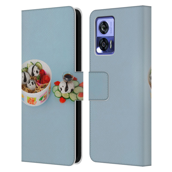 Pepino De Mar Foods Panda Rice Ball Leather Book Wallet Case Cover For Motorola Edge 30 Neo 5G