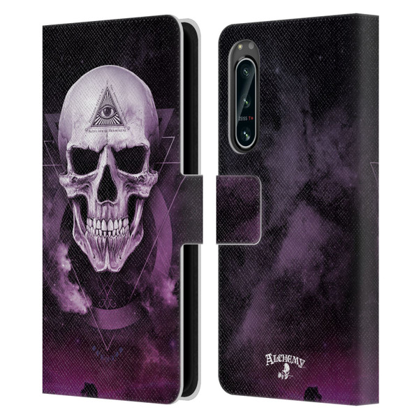 Alchemy Gothic Skull The Void Geometric Leather Book Wallet Case Cover For Sony Xperia 5 IV