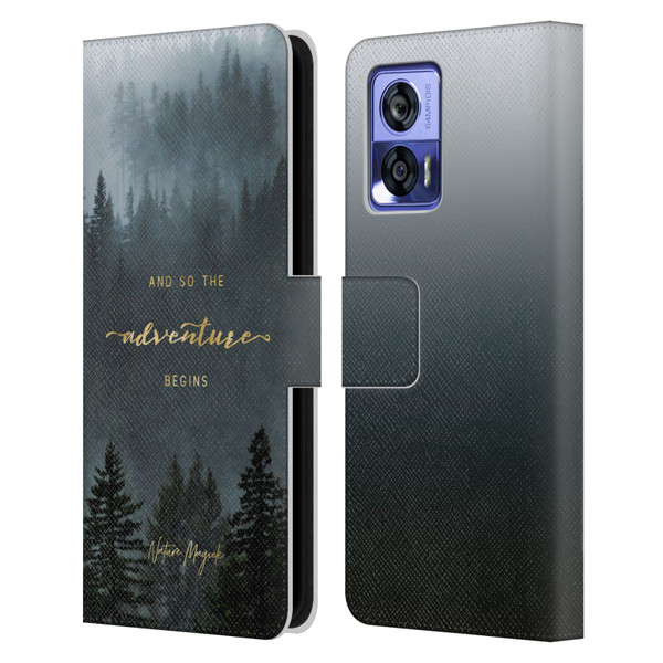 Nature Magick So The Adventure Begins Quote Trees Leather Book Wallet Case Cover For Motorola Edge 30 Neo 5G