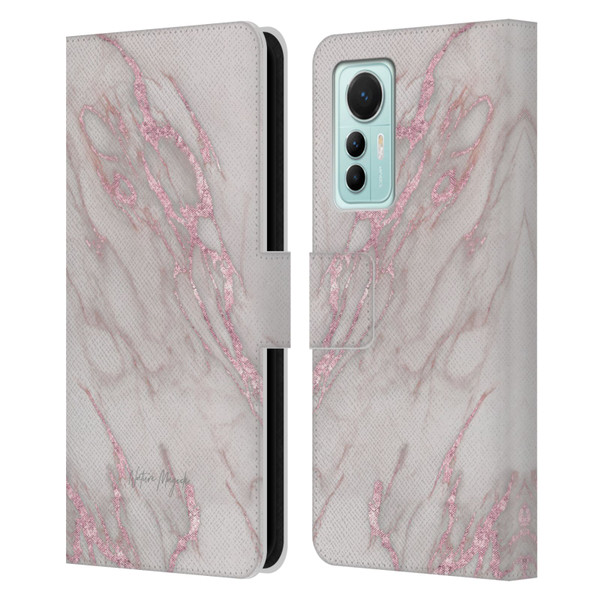 Nature Magick Marble Metallics Pink Leather Book Wallet Case Cover For Xiaomi 12 Lite