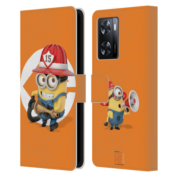 Despicable Me Minions Bob Fireman Costume Leather Book Wallet Case Cover For OPPO A57s
