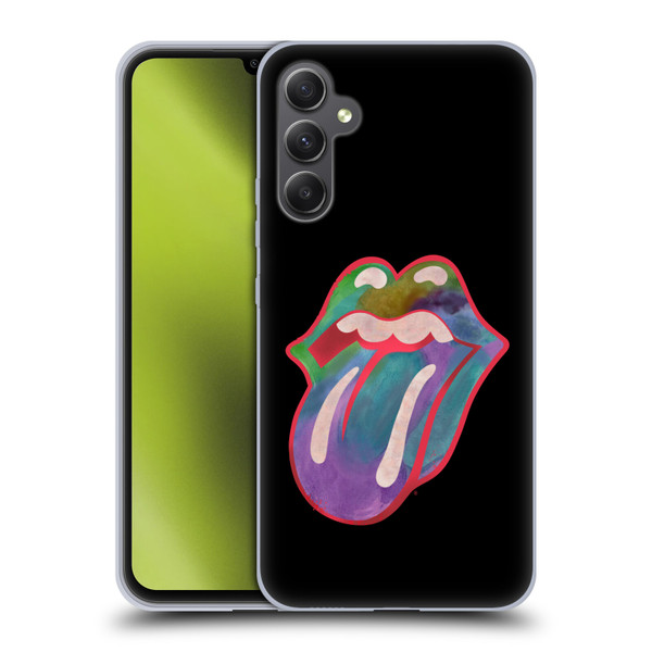 The Rolling Stones Graphics Watercolour Tongue Soft Gel Case for Samsung Galaxy A34 5G