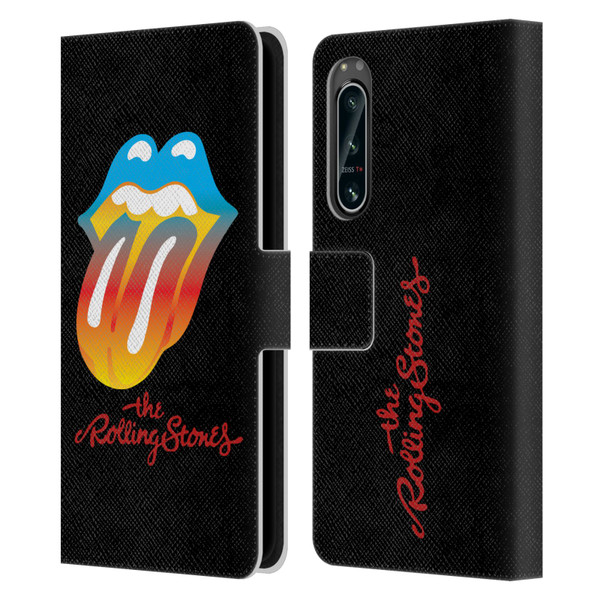 The Rolling Stones Graphics Rainbow Tongue Leather Book Wallet Case Cover For Sony Xperia 5 IV