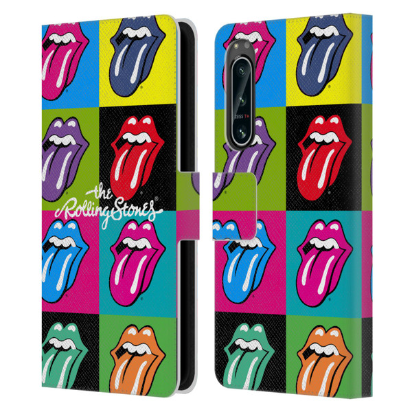 The Rolling Stones Licks Collection Pop Art 1 Leather Book Wallet Case Cover For Sony Xperia 5 IV
