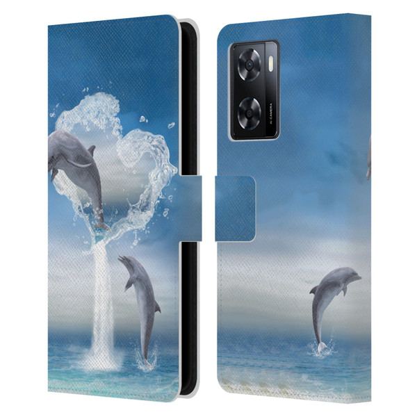 Simone Gatterwe Dolphins Lovers Leather Book Wallet Case Cover For OPPO A57s