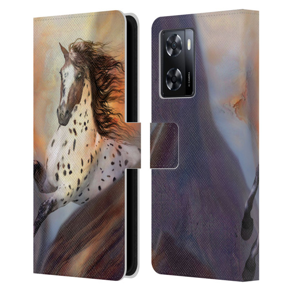 Simone Gatterwe Horses Wild 2 Leather Book Wallet Case Cover For OPPO A57s