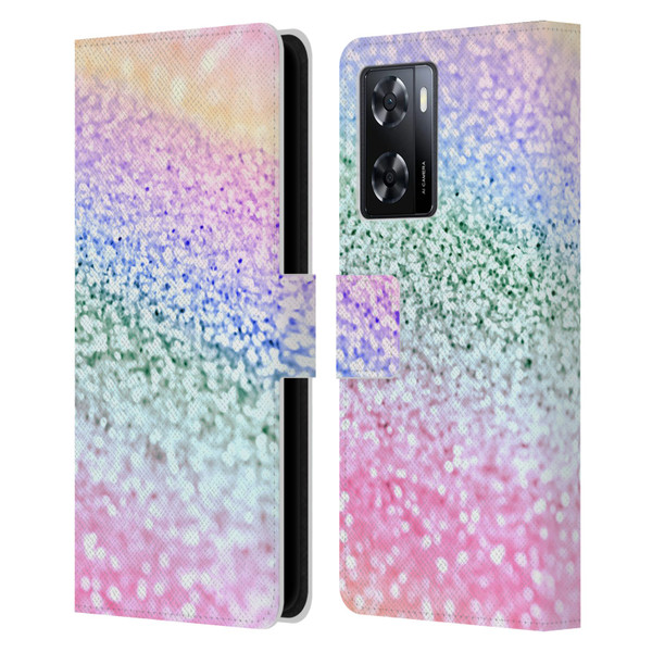 Monika Strigel Glitter Collection Unircorn Rainbow Leather Book Wallet Case Cover For OPPO A57s