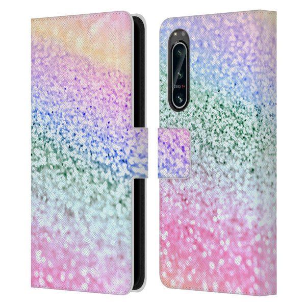 Monika Strigel Glitter Collection Unircorn Rainbow Leather Book Wallet Case Cover For Sony Xperia 5 IV