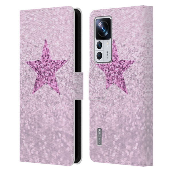 Monika Strigel Glitter Star Pastel Pink Leather Book Wallet Case Cover For Xiaomi 12T Pro