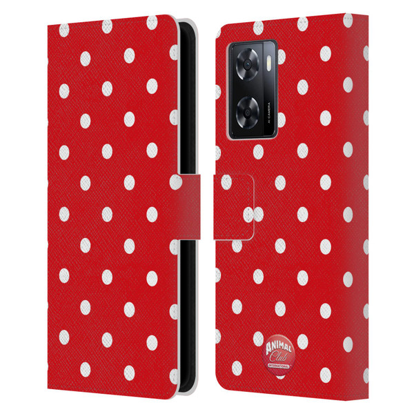 Animal Club International Patterns Polka Dots Red Leather Book Wallet Case Cover For OPPO A57s