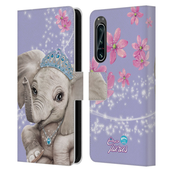Animal Club International Royal Faces Elephant Leather Book Wallet Case Cover For Sony Xperia 5 IV