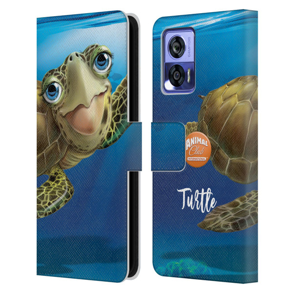Animal Club International Underwater Sea Turtle Leather Book Wallet Case Cover For Motorola Edge 30 Neo 5G