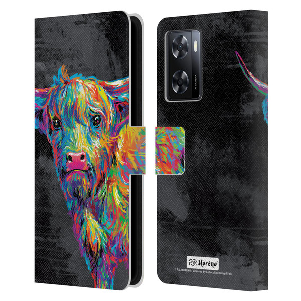 P.D. Moreno Animals II Reuben The Highland Cow Leather Book Wallet Case Cover For OPPO A57s