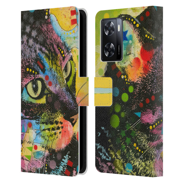 Dean Russo Cats Napy Leather Book Wallet Case Cover For OPPO A57s