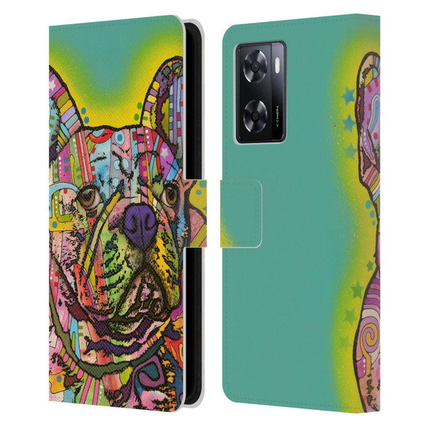 Dean Russo Dogs French Bulldog Leather Book Wallet Case Cover For OPPO A57s