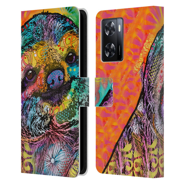 Dean Russo Wildlife 3 Sloth Leather Book Wallet Case Cover For OPPO A57s