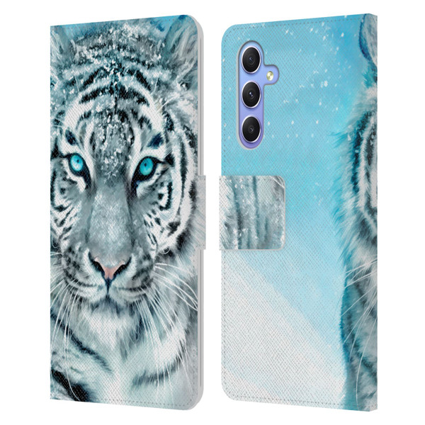 Aimee Stewart Animals White Tiger Leather Book Wallet Case Cover For Samsung Galaxy A34 5G
