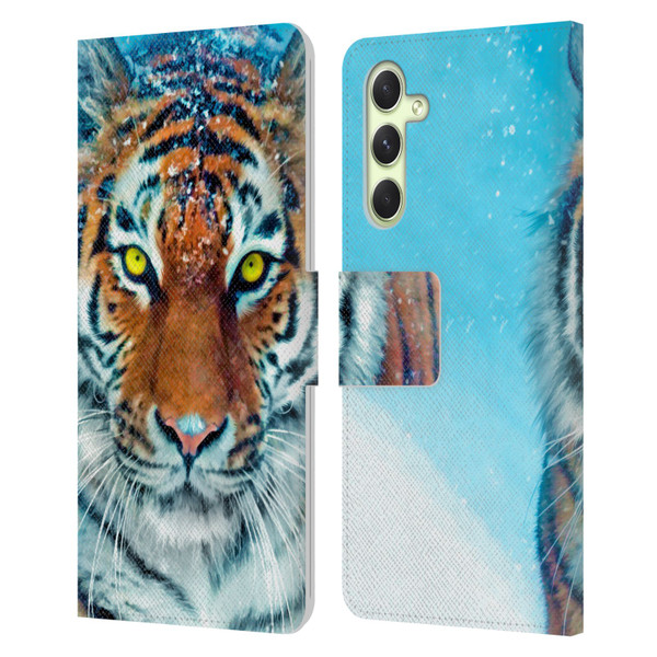 Aimee Stewart Animals Yellow Tiger Leather Book Wallet Case Cover For Samsung Galaxy A54 5G