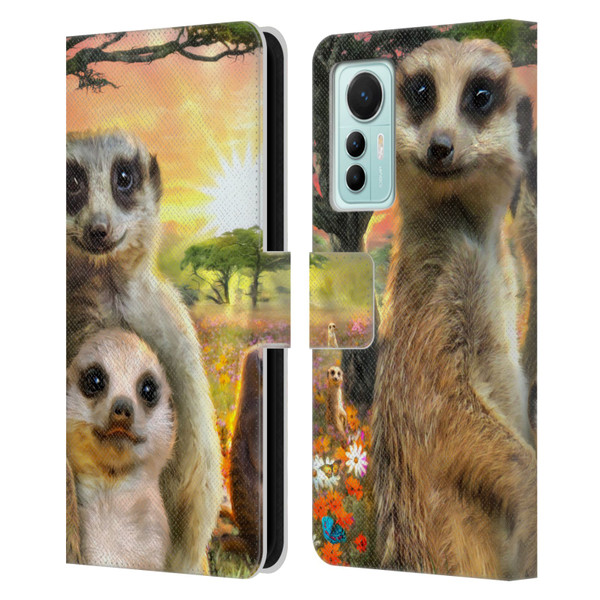 Aimee Stewart Animals Meerkats Leather Book Wallet Case Cover For Xiaomi 12 Lite