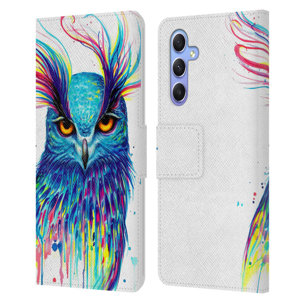 Pixie Cold Animals Into The Blue Leather Book Wallet Case Cover For Samsung Galaxy A34 5G
