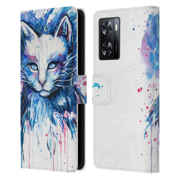 Pixie Cold Cats Space Leather Book Wallet Case Cover For OPPO A57s