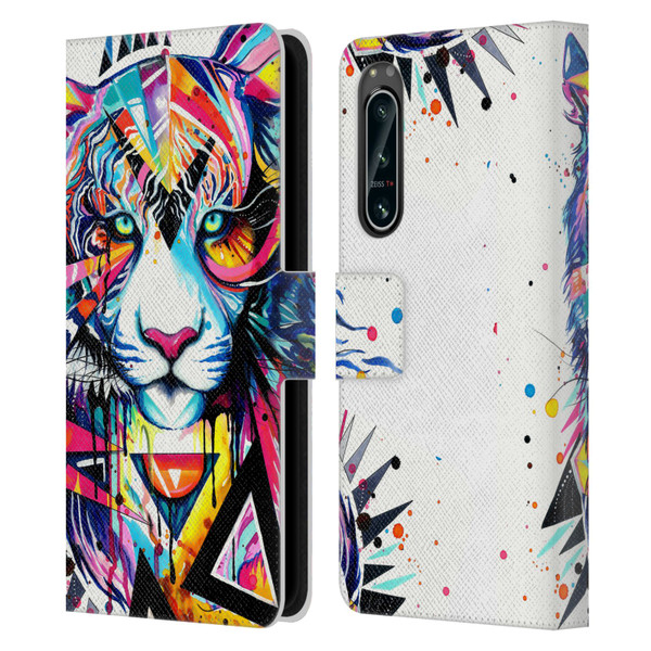 Pixie Cold Cats Shattered Tiger Leather Book Wallet Case Cover For Sony Xperia 5 IV
