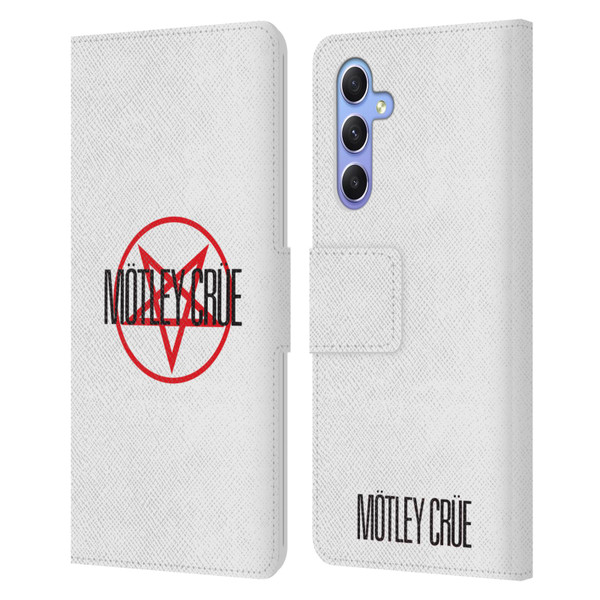 Motley Crue Logos Pentagram Leather Book Wallet Case Cover For Samsung Galaxy A34 5G