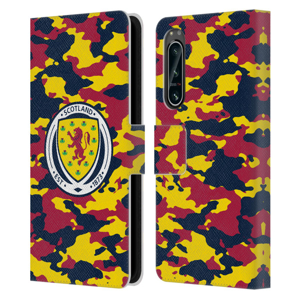Scotland National Football Team Logo 2 Camouflage Leather Book Wallet Case Cover For Sony Xperia 5 IV