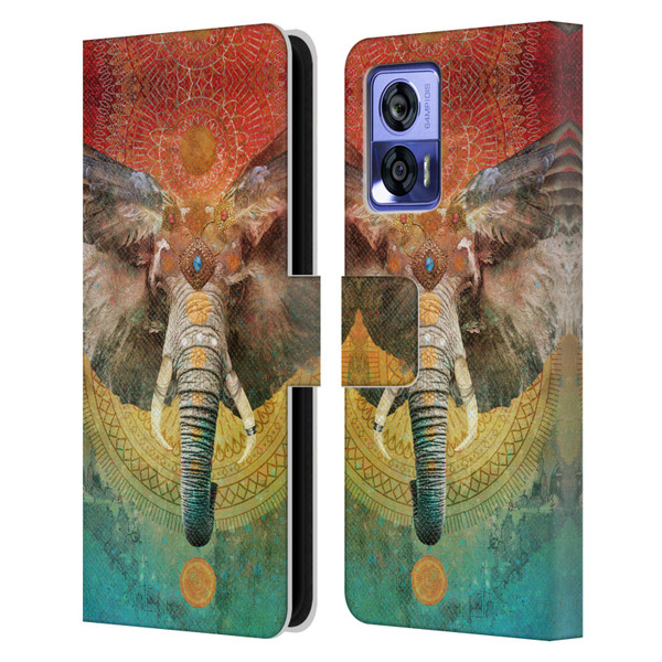 Jena DellaGrottaglia Animals Elephant Leather Book Wallet Case Cover For Motorola Edge 30 Neo 5G