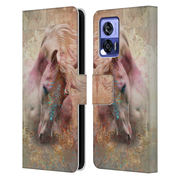 Jena DellaGrottaglia Animals Horse Leather Book Wallet Case Cover For Motorola Edge 30 Neo 5G