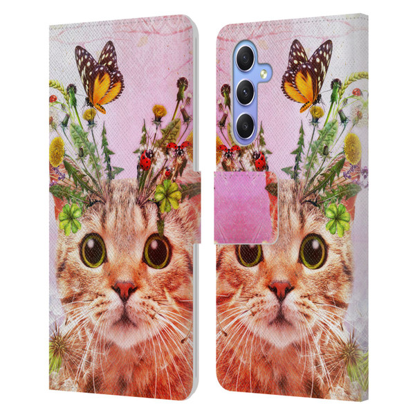 Jena DellaGrottaglia Animals Kitty Leather Book Wallet Case Cover For Samsung Galaxy A34 5G