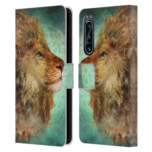 Jena DellaGrottaglia Animals Lion Leather Book Wallet Case Cover For Sony Xperia 5 IV