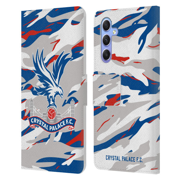 Crystal Palace FC Crest Camouflage Leather Book Wallet Case Cover For Samsung Galaxy A34 5G