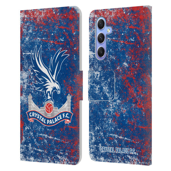Crystal Palace FC Crest Distressed Leather Book Wallet Case Cover For Samsung Galaxy A34 5G