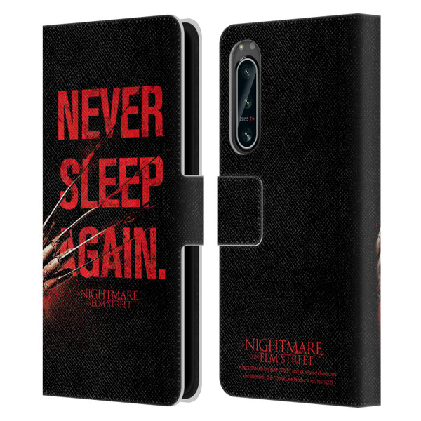 A Nightmare On Elm Street (2010) Graphics Never Sleep Again Leather Book Wallet Case Cover For Sony Xperia 5 IV