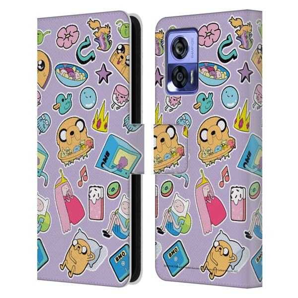 Adventure Time Graphics Icons Leather Book Wallet Case Cover For Motorola Edge 30 Neo 5G