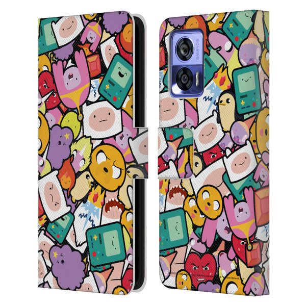 Adventure Time Graphics Pattern Leather Book Wallet Case Cover For Motorola Edge 30 Neo 5G