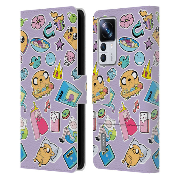 Adventure Time Graphics Icons Leather Book Wallet Case Cover For Xiaomi 12T Pro