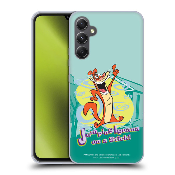 I Am Weasel. Graphics Jumping Iguana On A Stick Soft Gel Case for Samsung Galaxy A34 5G
