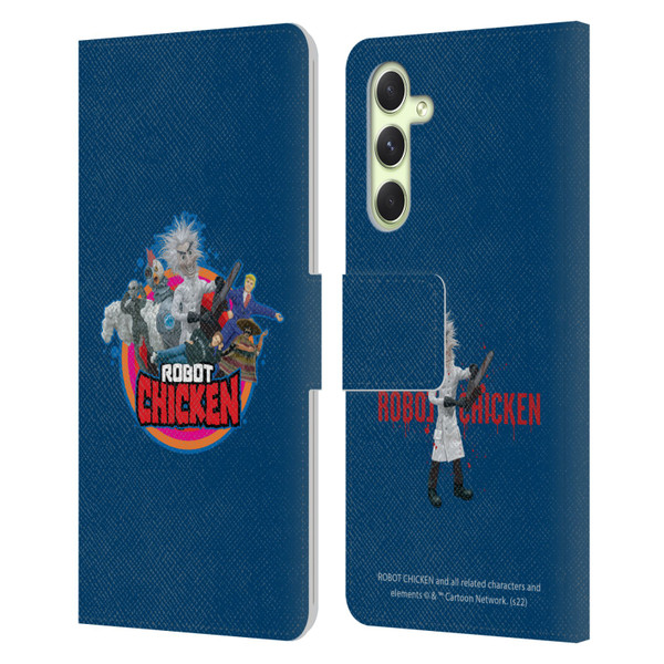 Robot Chicken Graphics Characters Leather Book Wallet Case Cover For Samsung Galaxy A54 5G