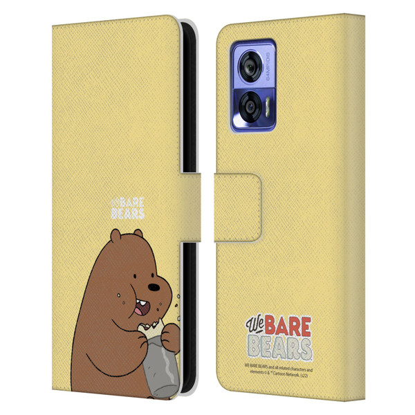 We Bare Bears Character Art Grizzly Leather Book Wallet Case Cover For Motorola Edge 30 Neo 5G