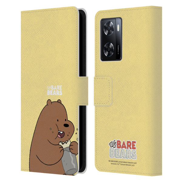 We Bare Bears Character Art Grizzly Leather Book Wallet Case Cover For OPPO A57s