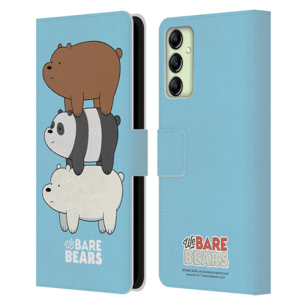 We Bare Bears Character Art Group 3 Leather Book Wallet Case Cover For Samsung Galaxy A14 5G