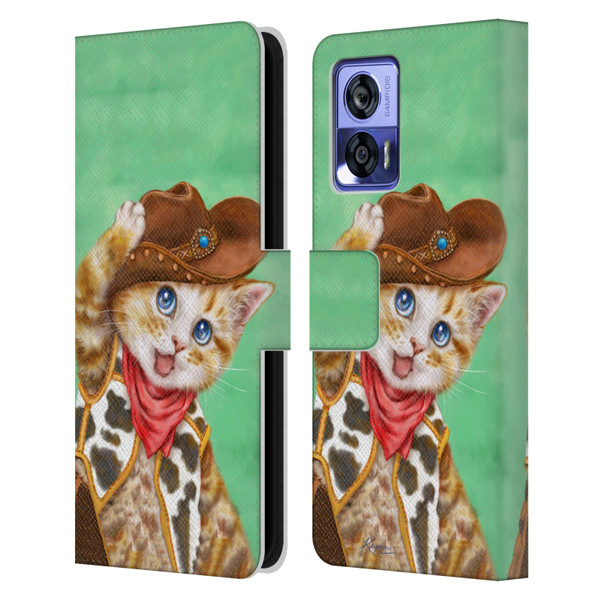 Kayomi Harai Animals And Fantasy Cowboy Kitten Leather Book Wallet Case Cover For Motorola Edge 30 Neo 5G